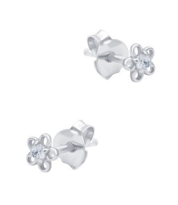 Beautiful Flower Crystal Silver Stud Earring STS-6429